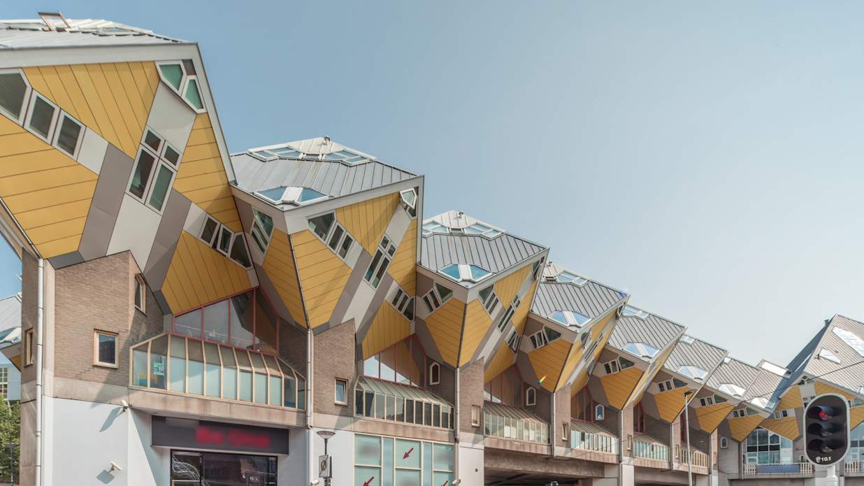 Hyperlapse of Cube House in Rotterdam. Netherlands timelapse